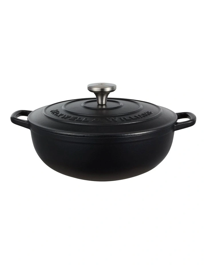 Cast Iron Round Casserole 26cm/4L in Black image 1
