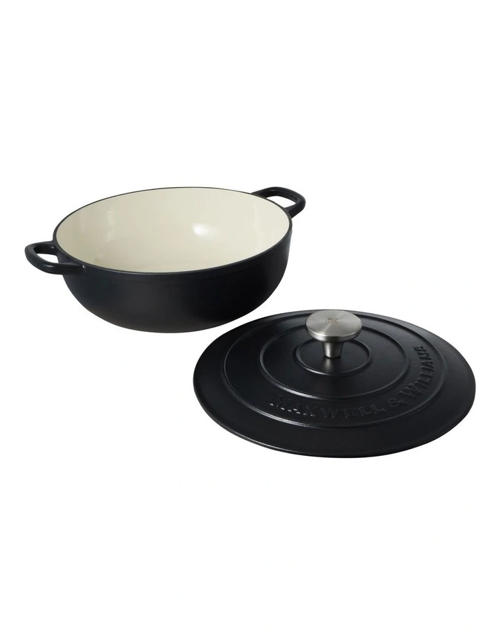 Cast Iron Round Casserole 26cm/4L in Black image 2