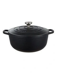 Cast Iron Round Casserole 28cm/6.2L in Black