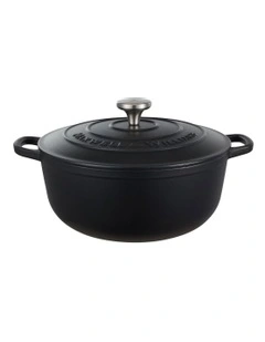 Cast Iron Round Casserole 28cm/6.2L in Black