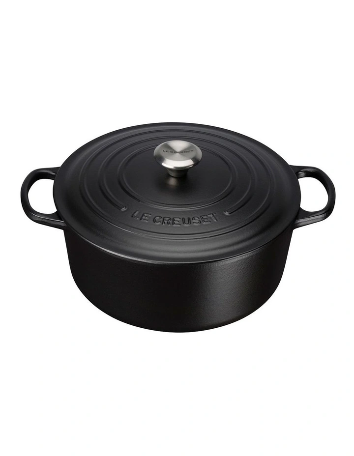 Signature Cast Iron Round Casserole Satin Black: Made in France image 1