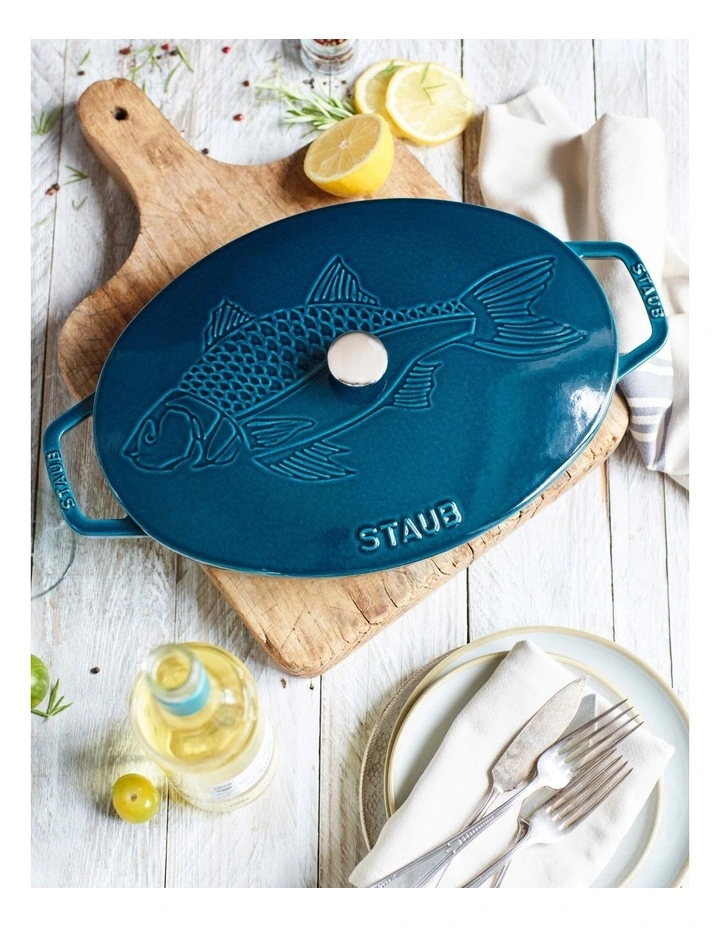 Fish Oval Dish 32cm in Sea Blue/Green image 7