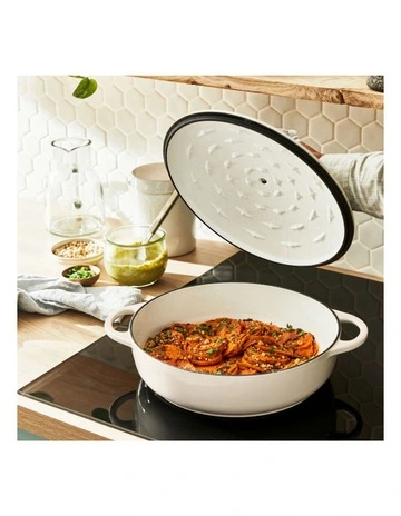 LOV Cast Iron Beige Shallowpot w/lid 28cm/3.8L