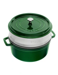 Round Cocotte with Steamer 26cm/5.2L Basil in Green