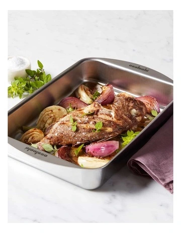 Clad Ovenware Rectangular Roasting Pan in Stainless Steel