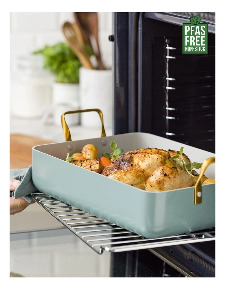 Roaster 35x25.7cm Smokey Blue PFAS-free ceramic non-stick image 2