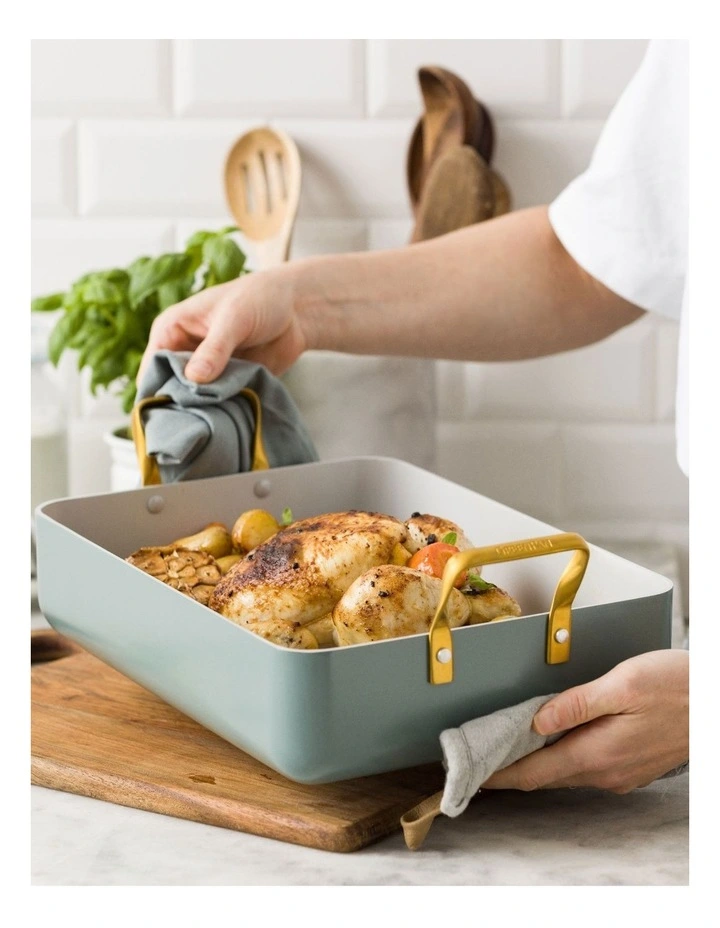 Roaster 35x25.7cm Smokey Blue PFAS-free ceramic non-stick image 3