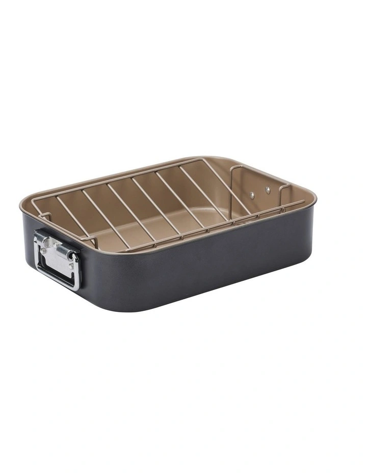Ceramabake 40cm x 30.5cm x 9.5cm Heavy Duty Roaster with Rack image 1