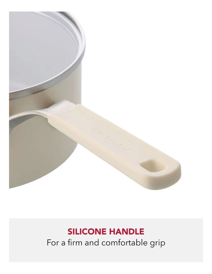 KitchenAid Aluminium Covered Saucepan 16cm / 1.57L Almond Cream image 2