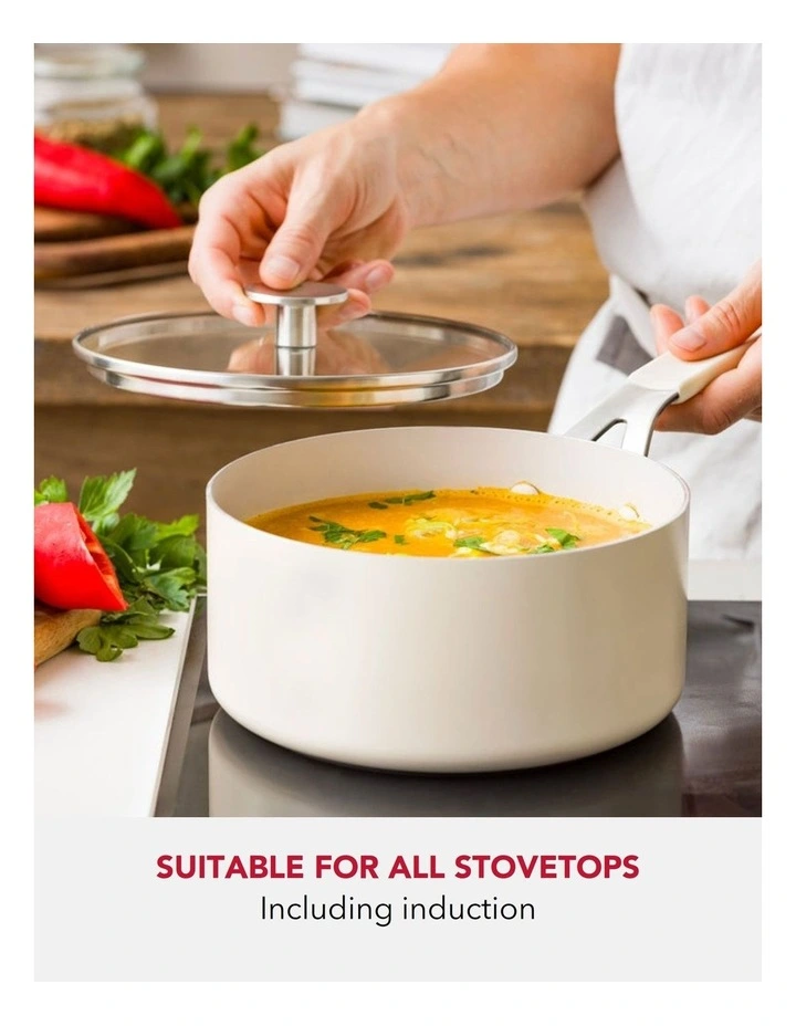 KitchenAid Aluminium Covered Saucepan 16cm / 1.57L Almond Cream image 4