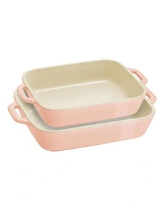 Ceramic Oven Dish 2 Piece Set in Pink