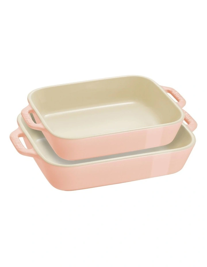 Ceramic Oven Dish 2 Piece Set in Pink image 1