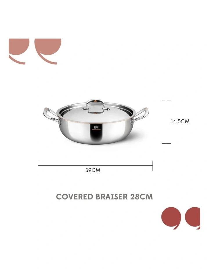 Con Cuore Stainless Steel Induction Covered Braiser 28cm/4.7L in Silver image 7