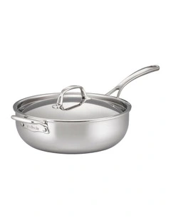 Eternita Stainless Steel Induction Covered Chefs Pan with Helper Handle 28cm in Sliver