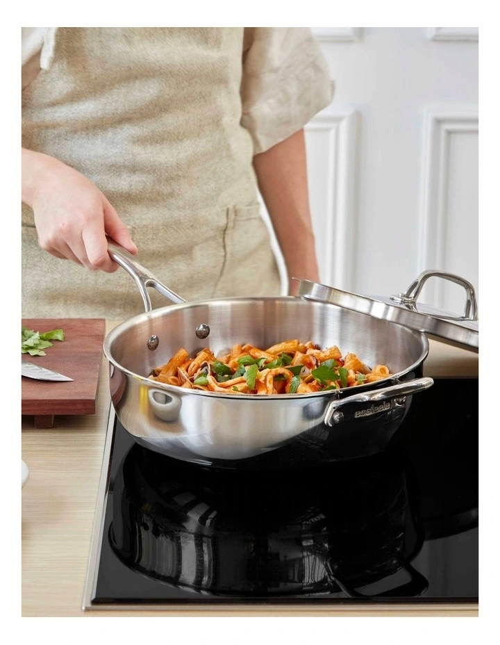 Eternita Stainless Steel Induction Covered Chefs Pan with Helper Handle 28cm in Sliver image 2