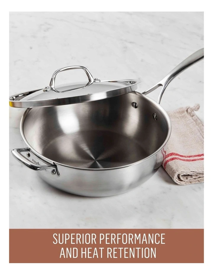 Eternita Stainless Steel Induction Covered Chefs Pan with Helper Handle 28cm in Sliver image 5