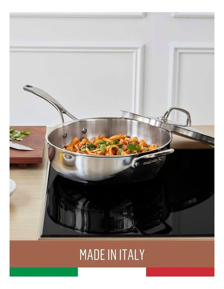 Eternita Stainless Steel Induction Covered Chefs Pan with Helper Handle 28cm in Sliver image 6