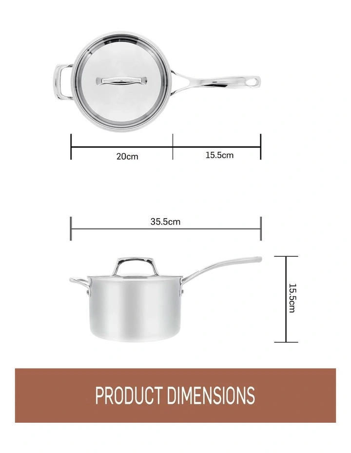 Per Sempre Clad Stainless Steel Induction Covered Saucepan 20cm/3.8L image 6