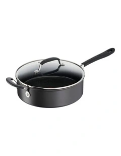 Quick and Easy Induction Non Stick Hard Anodised Sautepan 26cm   Lid in Grey