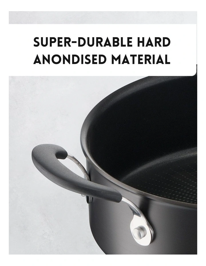 Quick and Easy Induction Non Stick Hard Anodised Sautepan 26cm   Lid in Grey image 2