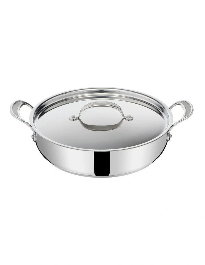 Cooks Classic Non-Stick Induction Stainless Steel Shallowpan lid 30cm in Silver image 1