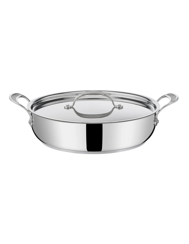Cooks Classic Non-Stick Induction Stainless Steel Shallowpan lid 30cm in Silver image 4