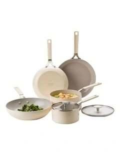 KitchenAid Aluminium 5 piece Cookware Set Almond Cream