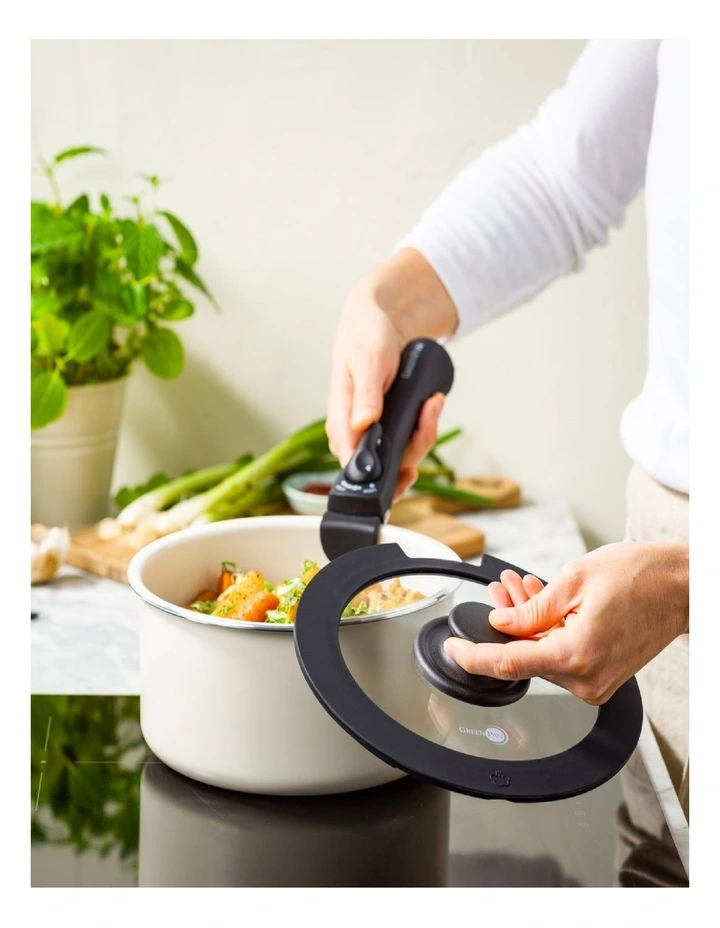 GreenPan Click Chef 8pc Cookware Set PFAS-free ceramic non-stick in Cream White image 3
