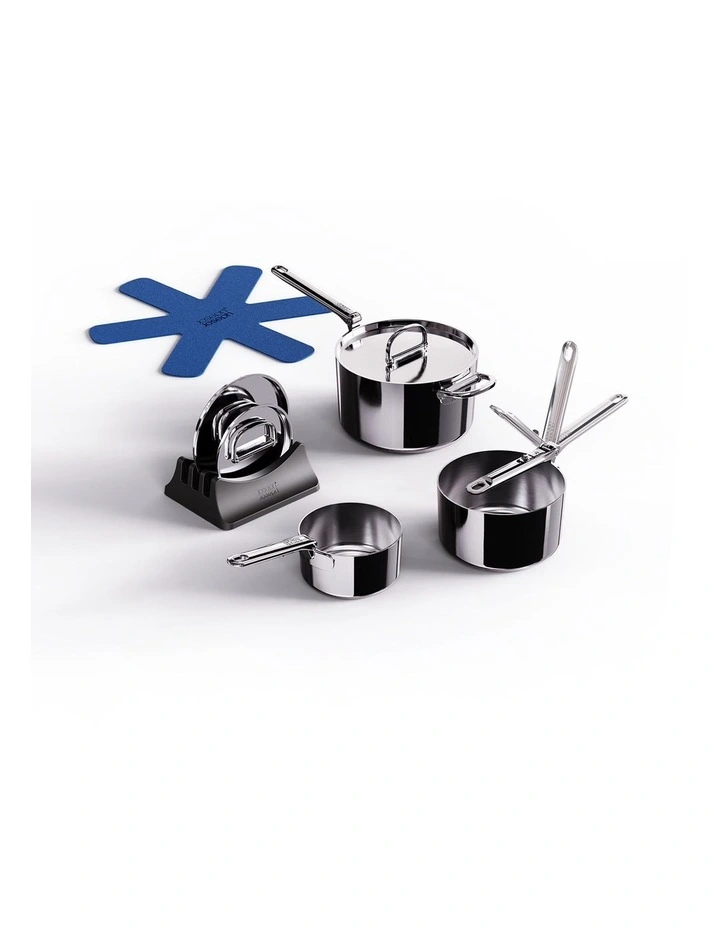 Space Steel Saucepan Set 3 Pieces in Silver image 1