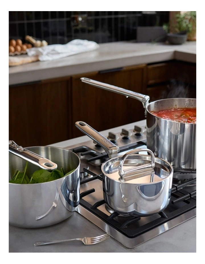 Space Steel Saucepan Set 3 Pieces in Silver image 3