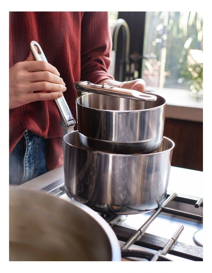 Space Steel Saucepan Set 3 Pieces in Silver image 5