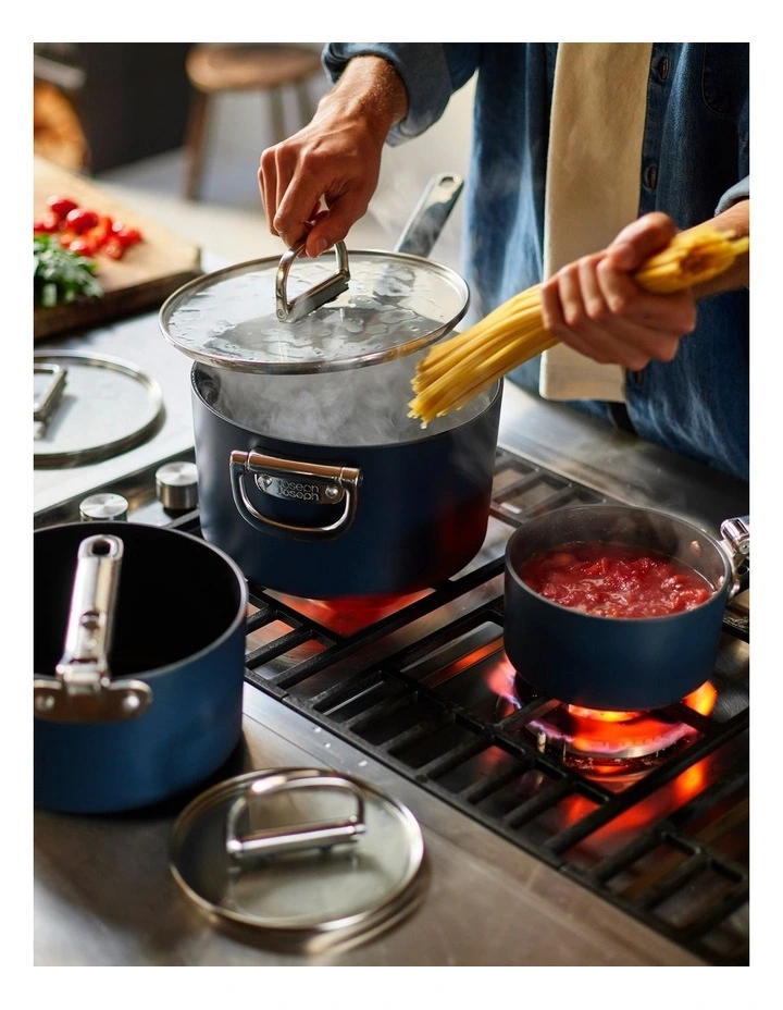 Space Stack Non Stick Cookware Set 3 Piece in Blue image 2