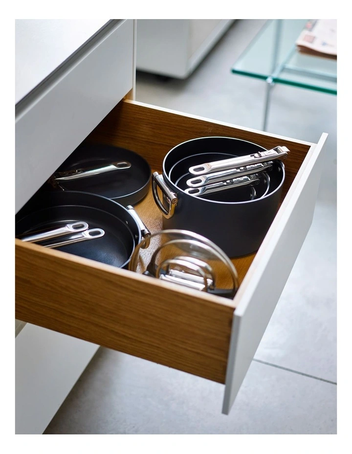 Space Stack Non Stick Cookware Set 3 Piece in Blue image 3