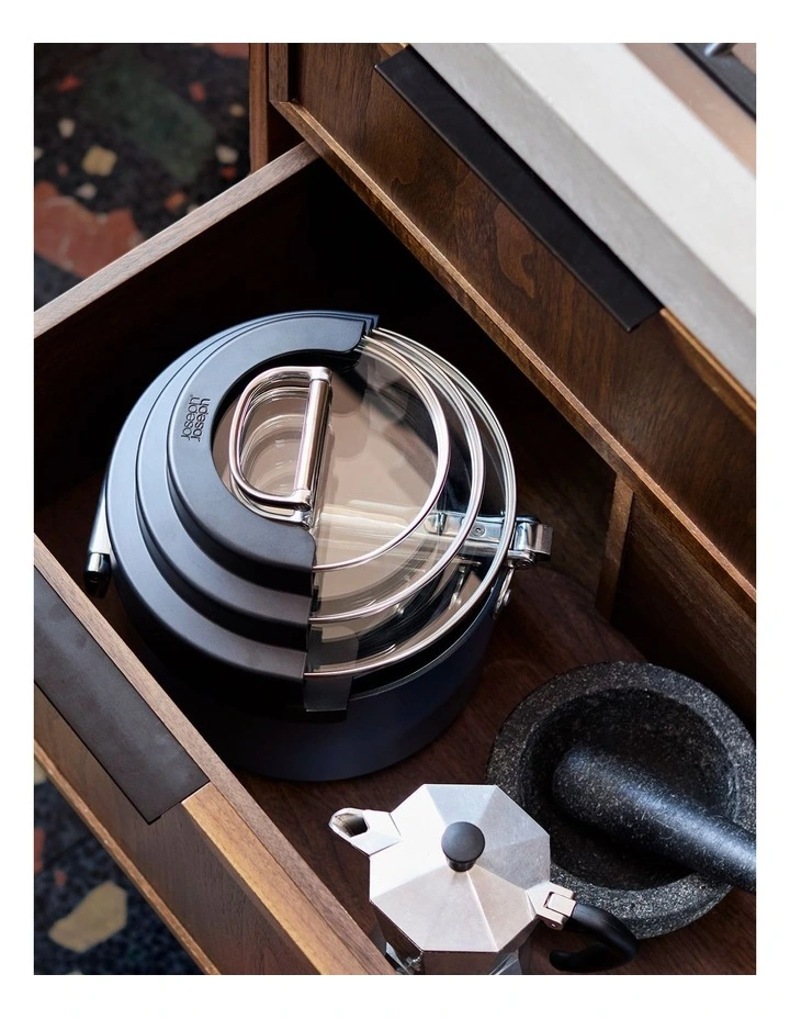 Space Stack Non Stick Cookware Set 3 Piece in Blue image 5