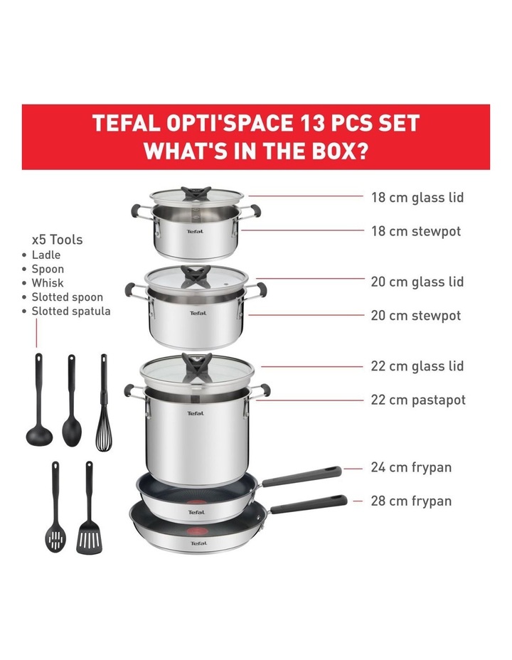 Opti Space Induction Stainless Steel 13Piece Set in Silver image 2