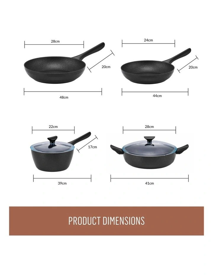 Per Silvia Nonstick Induction Cookware Set 4 Piece in Black image 7