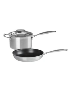 Frypan And Saucepan Set 2 Piece in Silver
