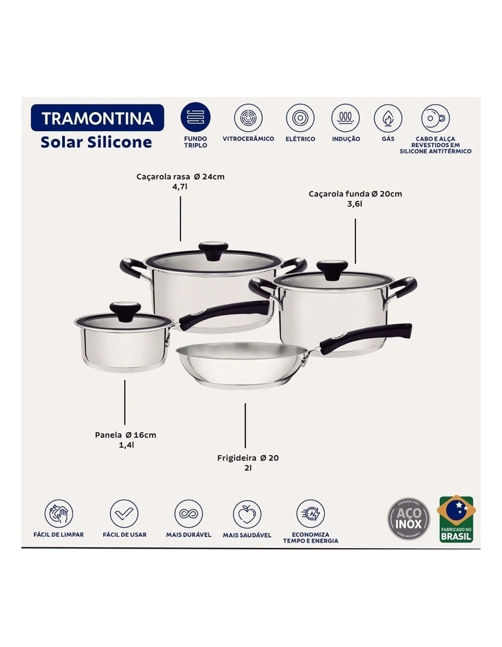 Solar Cookware Set 4 Piece in Stainless Steel image 1
