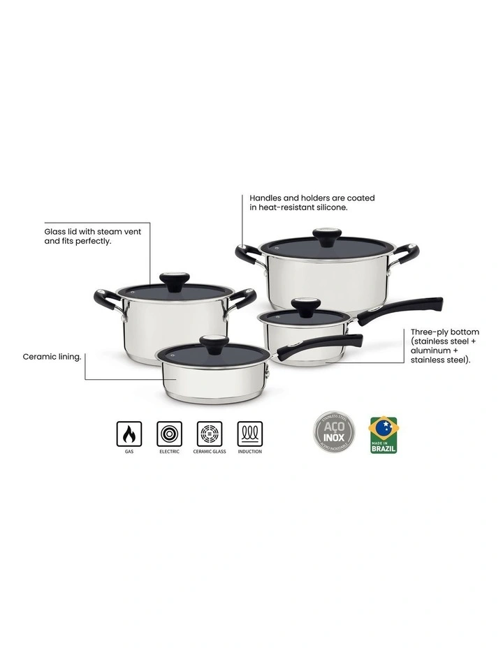 Solar Ceramic Cookware Set 4 Pieces in Silver image 5