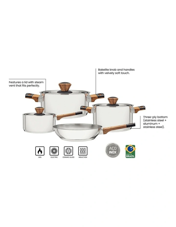 Brava Stainless Steel Cookware Set 4 Pieces in Silver image 5