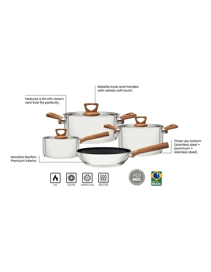 Brava Non Stick Cookware Set 4 Pieces in Silver image 5