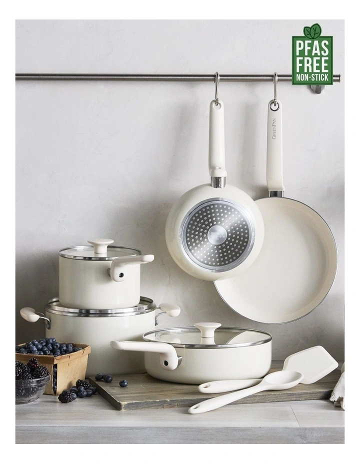 Rio PFAS-Free Ceramic Non-Stick Cookware Set Of 5 Pieces in Cream image 2