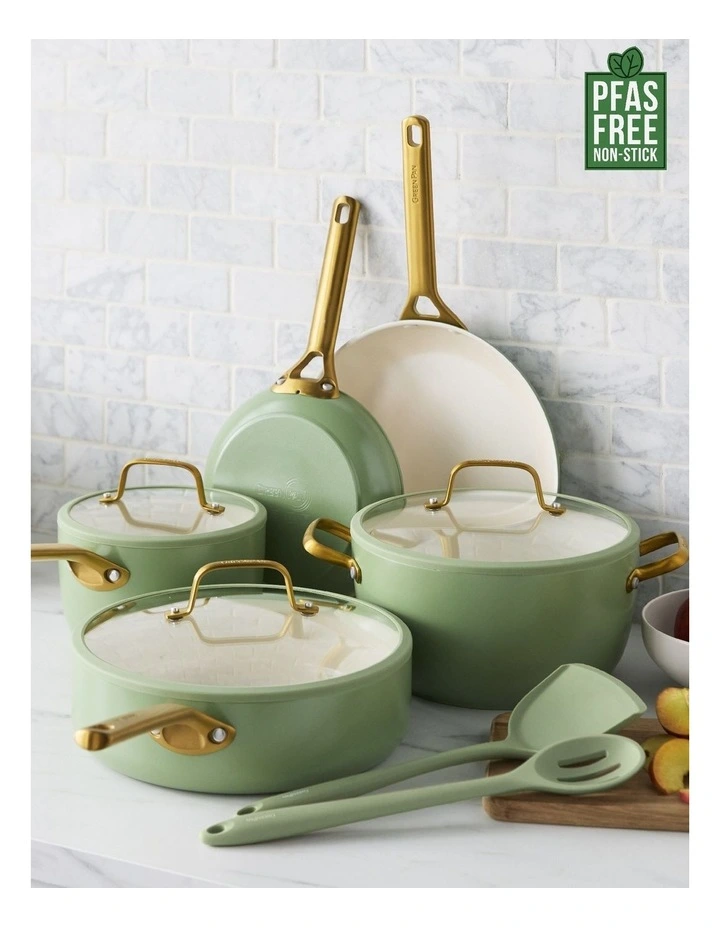 Padova Ceramic Non-stick Cookware Set 5 Piece in Sage image 2