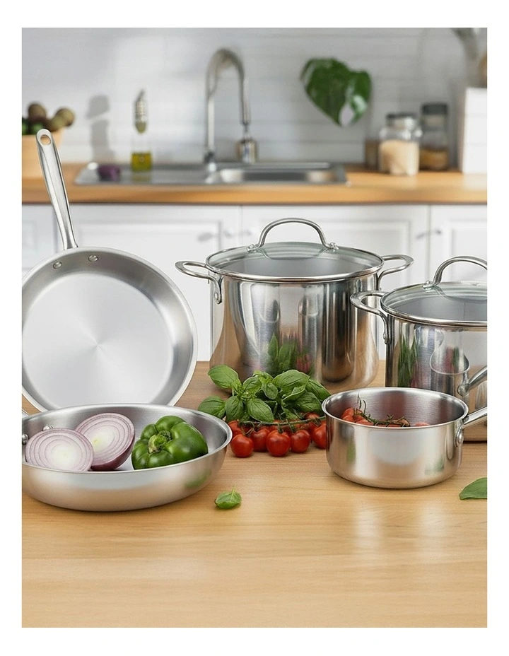 Essentials Stainless Steel Induction Cookware Set 5 Piece in Silver image 2