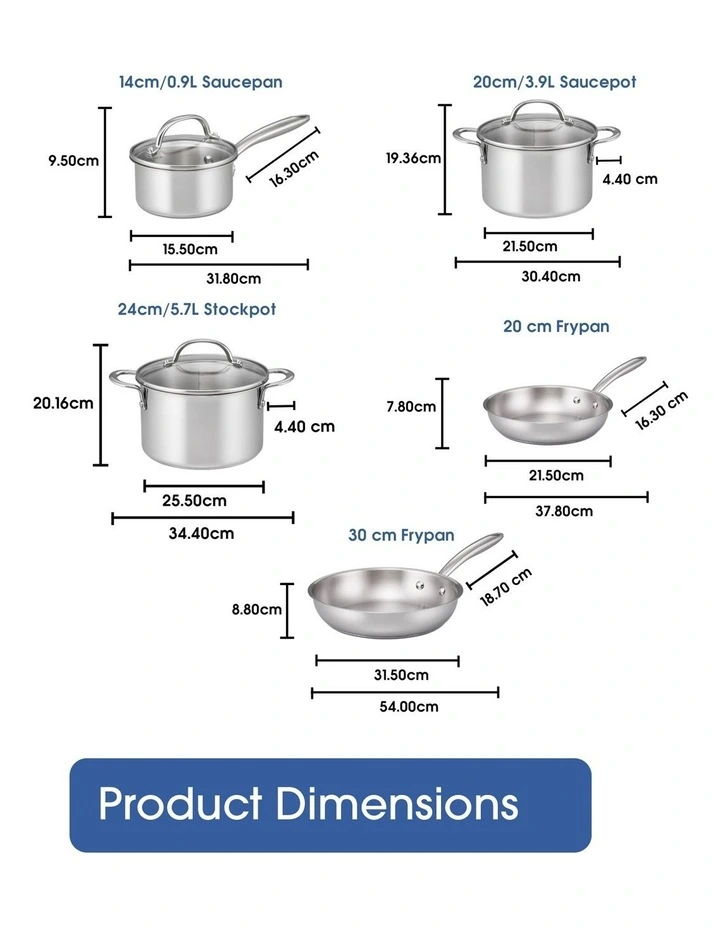 Essentials Stainless Steel Induction Cookware Set 5 Piece in Silver image 7