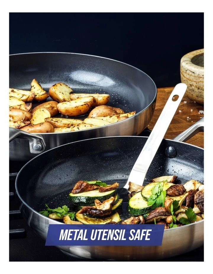 Diamond Tri-Ply Stainless Steel Ceramic Nonstick 3 pc Cookware Set in Silver image 3
