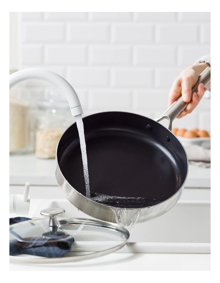 Diamond Tri-Ply Stainless Steel Ceramic Nonstick 4 pc Cookware Set in Silver image 5
