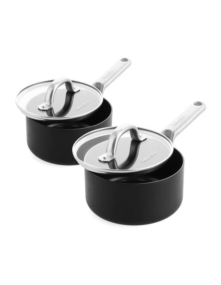 Omega 2pc Saucepan Set 16/18cm Black PFAS-free ceramic non-stick image 1