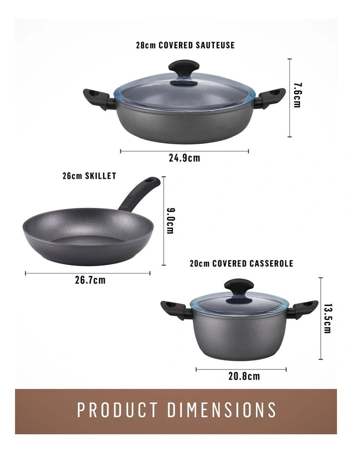Essteele Per Benessere Ceramic Nonstick Induction 3 Piece Cookware Set image 7