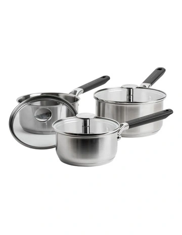 Classic 3 Piece Saucepan Set Stainless Steel PFAS-free